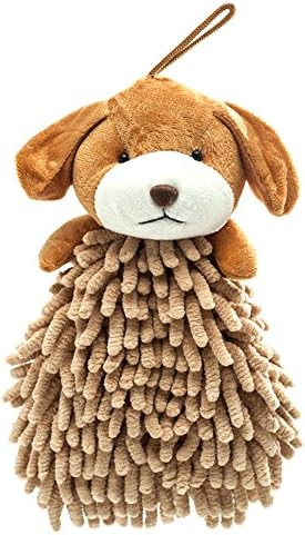 Meiwash Cartoon DIY Car Hunging Hand Towel,Microfiber Duster Cloth with Hang Rope,Decorate Cartoon Animal,Multipurpose for Car and Home (Brown Dog)