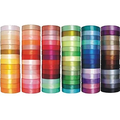 e-kurzwaren Ruban Satin 3mm/6mm/12mm/25mm/38mm/50mm; 32m/91m Mixte Coloris, Décoration pour Mariage, Fete et Emballage Cadeau, Faire noud Papillon, Polyester