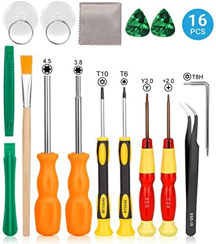 Triwing Screwdriver for Nintendo, Professional Security Game Bit Set of 11 Repair Tools for New 3DS/Wii/NES/SNES/DS Lite/GBA + 2 Suckers + 1 Tweezers + 1 Clean Cloth (Pack of 16 )