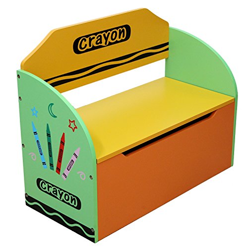 Bebe Style Childrens Wooden Toy Storage Box and Bench (Crayon Themed)