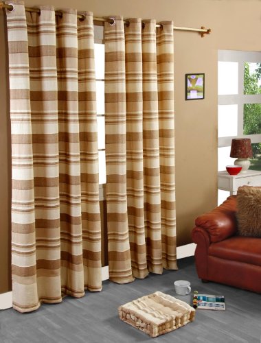 Homescapes handgewobener Vorhang Morocco im 2er Set Ösenvorhang 167 x 182 cm (Breite x Länge) Dekoschal in Streifen-Optik aus 100% reiner Baumwolle in beige