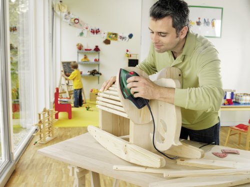 Bosch DIY Multischleifer PSM 80 A, 3 RedWood Schleifblätter, Koffer (80 W, Schwingzahl 20.000 min-1, Schwingkreis-Ø 1,4 mm) - 3