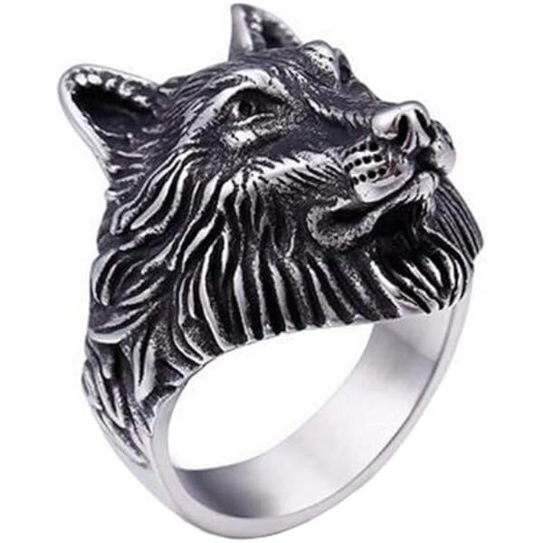 Chevalière Loup Slave Bague Loup Viking Slave Alliage Argenté