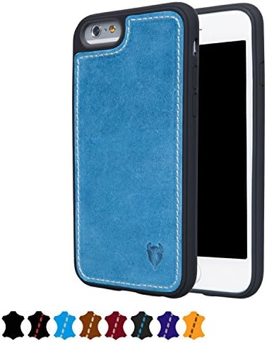 MediaDevil Apple iPhone 6/6S Leather Case (Rustic Blue Leather with Blue Stitching) - Artisancase Leather Edition