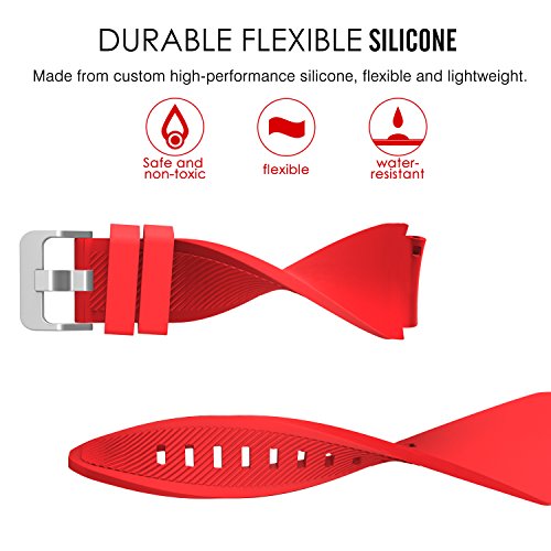 MoKo Samsung Gear S3 Frontier / Classic / Moto 360 2nd Gen 46mm Watch Armband – Silikon Sportarmband Uhr Band Strap Erstatzband Uhrenarmband für Samsung Gear S3 Classic Samrtwatch, Rot (Nicht für Gear S2 Classic) - 3