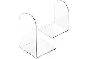 Deefongo Acryl-Buchstützen für Regale, 2 Stück, Transparentes Acryl,Transparent Bücherstützen mit Rutschfesten Aufklebern für Bücherregalefür Schlafzimmer Regal Bibliothek Schule Büro