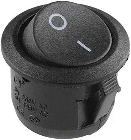 Black On/Off Round 20mm Rocker Switch SPST