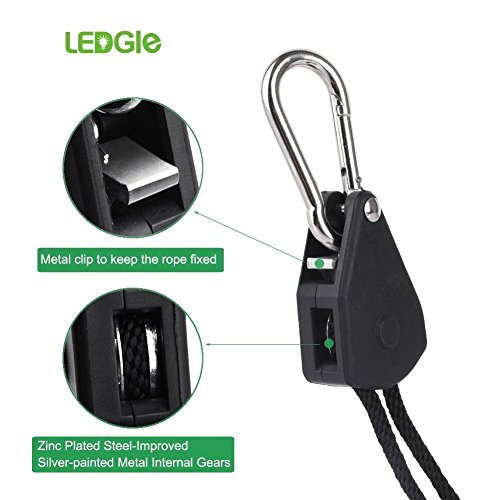 LEDGLE® GS-Haken02 1/8 Zoll Rope Ratchet Seilratsche einstellbare Pflanzenlampe Seilratsche bis zu 68kg Lastkapazität (ein Pair) - 4