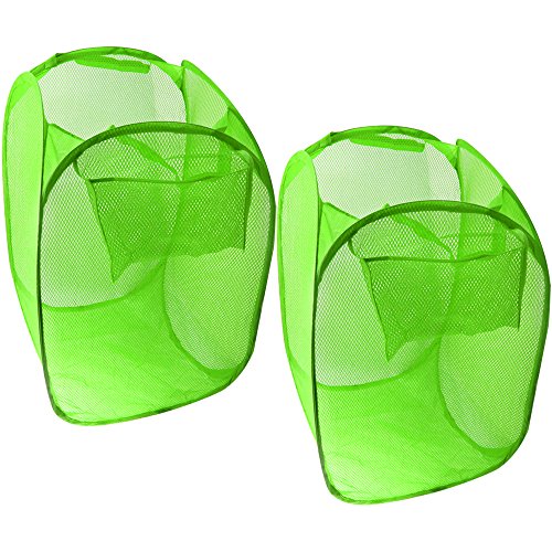 COM-FOUR® 2x Pop-Up Wäschebox, faltbarer Wäschekorb, faltbare Aufbewahrungsbox in grün