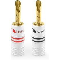 Nakamichi connettori a banana 12-18 AWG 4 mm placcati in oro 24 K adattatore spina a banana per altoparlanti cablati, amplificatore per altoparlanti HiFi 4 pezzi (2 paia) Spina banana forcella Nakamichi connettori a banana 12-18 AWG 4 mm placcati in oro 24 K adattatore spina a banana per altoparlanti cablati, amplificatore per altoparlanti HiFi 4 pezzi (2 paia) Spina banana forcella