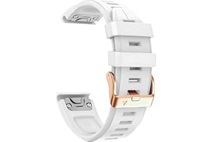 CZKE Dla Garmin Fenix. 6s 5s. Watchband 20mm Bransoletka dla Fenix 6S Pro 5s Plus Róża Złota Klamra Silikonowe Szybkie Wymienne Pasy na nadgarstek (Color : White, Size : 20mm)