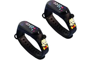 SCOOVY 2 Piezas Mickey LED Reloj Digital, Reloj Digital Pulsera de Silicona, Reloj Dibujos Animados Impermeables, Reloj Digital Deportivo Electrónico para Niños Niñas-Correa Compatible mi Band