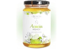 Essences Bulgaria Miel Cruda de Acacia 450gr | Sabor Increíble | 100% Puro y Natural | Sin Aditivos | Miel de Abeja Cruda | Edulcorante Natural | Libre de OMG | Sin Gluten