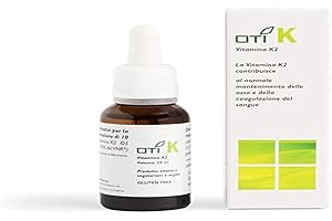 OTI K - Integratore Alimentare Vegetale a Base di Vitamina K2 - Supporta il Mantenimento di Ossa e Denti forti - per la Salute e Prevenzione di Cuore e Arterie - Gocce 20 ml - Made in Italy