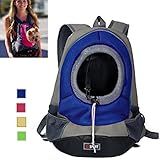 AsiaLONG Hundetasche Rucksack Atmungsaktive Haustier Rucksäcke mit Straps Netzfenster Hundetragetaschen für Kleine Hunde und Mittelgrosse Hunde Reise Umhängetasche (M,Blau)
