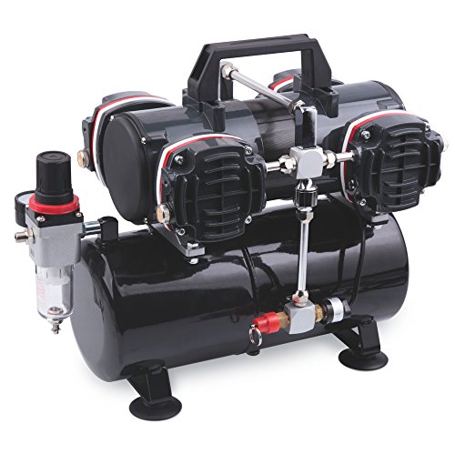 AWM Airbrush Kompressor AMC-33B Ölfrei, 1/4PS, 4 Zylinder Kolben-Compressor inkl. Druckregler - 2