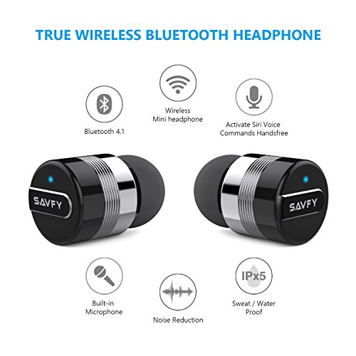 Mini Auriculares Inalambricos  SAVFY Realmente Auriculares Bluetooth Inalambricos  Menor Inal  mbrico Manos libres Bluetooth Auriculares in Ear con Cargador Port  til y Reducci  n de Ruido para Corriendo   iPhone  Gris
