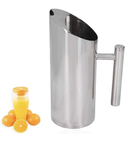 Carafe Eau Acier Inoxydable 1L - Pichet Avec Protection Glace - Pour Thé Glacé, Café - Maison Ou Hôtel
