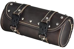 REBACKER HDBUBALUS Sac à outils en cuir synthétique pour guidon de moto Marron foncé