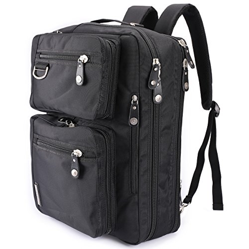 FreeBiz 17-Zoll-Laptop-Tasche Multifunktions -Laptop-Aktenkoffer -Rucksack mit Tragegriff und Schultergurt Passend bis zu 17,3-Zoll-Laptop / Notebook / MacBook / Chromebook für Dell, Asus, Msi (17,3 Zoll, Schwarz) - 2