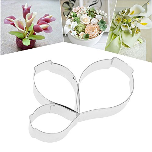 Anself 3er Set Fondant Plätzchenformen Set Blütenblatt Ausstecher aus Edelstahl Dendrobium / Kalla / Winde / Feder Optinal - 4
