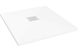 Nebadoon | Plato de Ducha Napoles 70x70 cm - Blanco RAL 9003 - Plato Ducha Resina Antideslizante C3 - Resistente y Aligerado - Capa de Gel Coat Antibacteriano - Incluye Rejilla Acero y Válvula