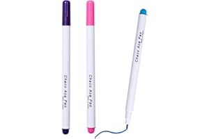 PEIQIUP Fabric Water Soluble Pens (3 Pcs), 6" Length Erasable Fabric Marking Pen, Fine Tip,For Patchwork Quilting Dressmaking Sewing Marking Tracing, 3 Colors