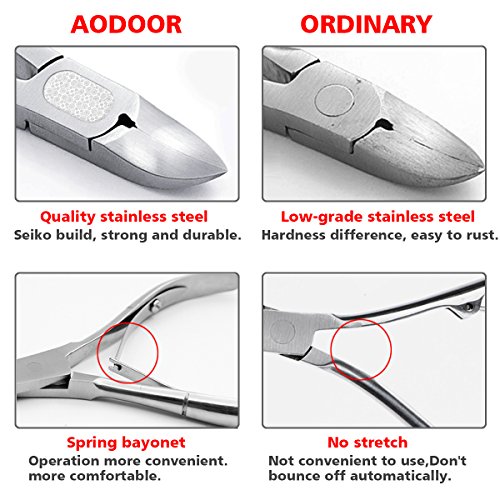 Aodoor Edelstahl Eingewachsene Nägel Eckenzange, super spitz ,Sicherheit Fußpflege, Für Fingernägel Fußnägel, Toe Pediküre Maniküre Werkzeuge, Nagelscherer Nagelhautmesser Nippers Ingrown Pediküre Maniküre Werkzeug - 4