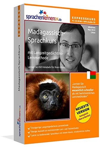Preisvergleich Produktbild Madagassisch-Expresskurs mit Langzeitgedächtnis-Lernmethode von Sprachenlernen24: Fit für die Reise nach Madagaskar. Inkl. Reiseführer. PC CDROM+MP3-Audio-CD für Windows 10,8,7,Vista,XP / Linux / Mac OS X