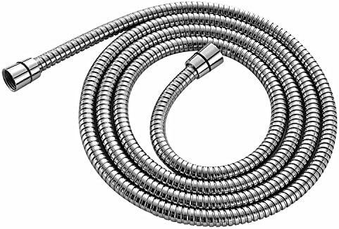 [1.50 Meters] IceMoon Premium Flexible High Polished Chrome Double Lock Brass Connector Stainless Steel Flexible Handheld Shower Head Hose with Anti-abrasion and Anti-bacterial,Non-toxic PVC Round,Bathroom Flexible Stainless Steel Hose Pipe，Anti-Kink Shower Hose (4.9 Ft,59 Inches)