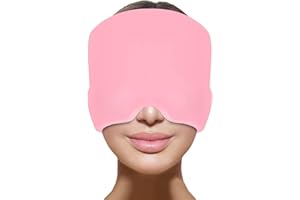 Sooez Migräne Maske Migräne Mütze Migräne Relief Cap, Migräne Kühlmaske Kühlmütze Kopfschmerzen Maske Kühlhaube Migräne Kappe Kühlpads Gel zur Linderung von Migräne/Kopfschmerzen (Rosa)