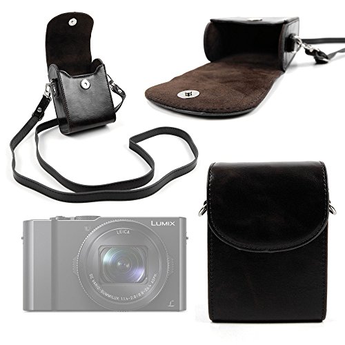 Housse de protection pour Nikon CoolPix W100 et Polaroid IF045  Lumix DMC-LX10  DMC-LX15 et DMC-TZ101 appareils photo compacts - aspect cuir couleur noir  par DURAGADGET