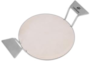 LANDMANN | Pizzasten för gasgrill | Cordierit | ca Ø 30,5 cm | Modulsystem | Handtag i rostfritt stål