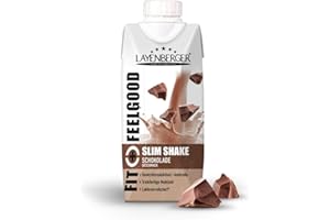 ‎LAYENBERGER Layenberger Fit+Feelgood Slim Shake Fixfertig, trinkfertiger Mahlzeitersatz für 8 Portionen mit je 208 kcal (8x 330 ml) - Schokolade