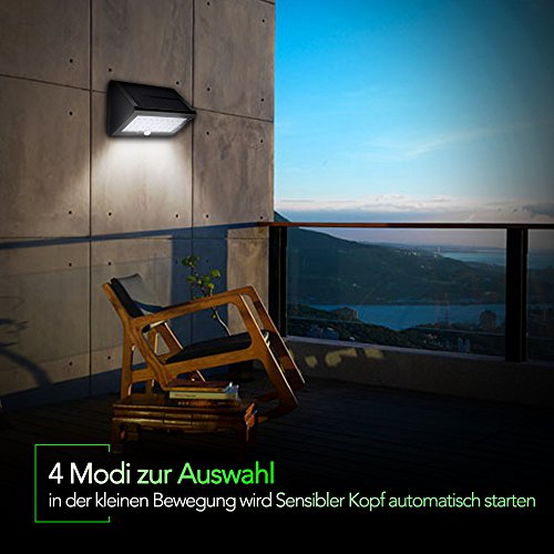 Solar Aussenleuchte, CroLED Solarleuchte 35 LED Außenwandleuchte Solar Wandleuchte 4000mAh Solar Gartenleuchten 4 Modi mit Bewegungsmelder Solarlampen mit 180° Weitwinkel - 7