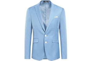 Allthemen Chaqueta de hombre de dos botones con abertura trasera de color liso para traje de negocios