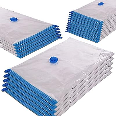 Flyelf Lot de 20 Pcs Sac Rangement Sous Vide Housse Aspiration Compression Vêtements Vacuum Sac de Vêtements 3 Types Différentes Tailles Flyelf