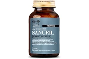 SANURIL Formula Potenziata Salugea - Integratore 100% Naturale - Con D-Mannosio, Cranberry, Uva Ursina e Semi di Pompelmo per il benessere delle Vie Urinarie - 60 Capsule - Flacone in Vetro