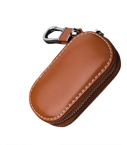 Genuine Leather Car Key Chain Zipper Key Case,Faraday Bag For Car