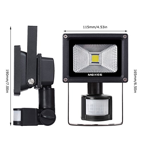 MEIKEE 10W LED Fluter Floodlight Strahler Licht Scheinwerfer Außenstrahler Wandstrahler Schwarz Aluminium IP65 Wasserdicht AC 85 – 265V Tageslichtweiß [Energieklasse A++] - 3