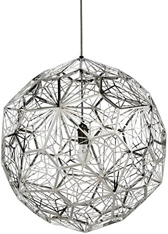FengChandelier-Nordic Round Diamond Chandelier Stainless Steel Art Restaurant Cafe Hotel Decorative Lights Geometric Single Head Stairs Chandeliers,Silver 60Cm