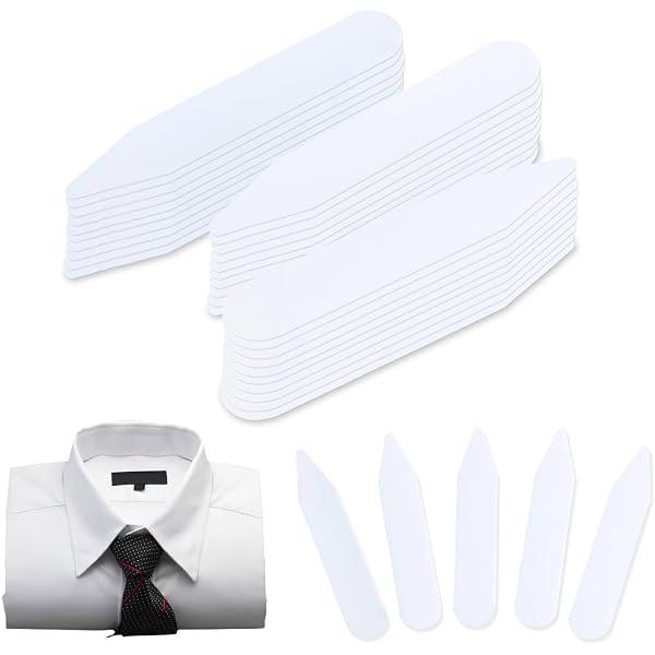 Set Di 40 Stecche Per Colletto Da Uomo In Plastica – 4 Misure (da 5 A 7 Cm) – Bianche – Per Camicie, Polo E Jeans