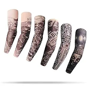 Aadishwar Creations Men's Fancy Dress Costume Fake Arm Art Tattoo Sleeves (Tattoo14_Multicolor_Free Size)