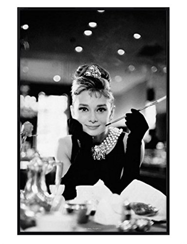 film Gloss Black Framed Poster featuring Audrey Hepburn in Breakfast At Tiffany's 61x91.5cm