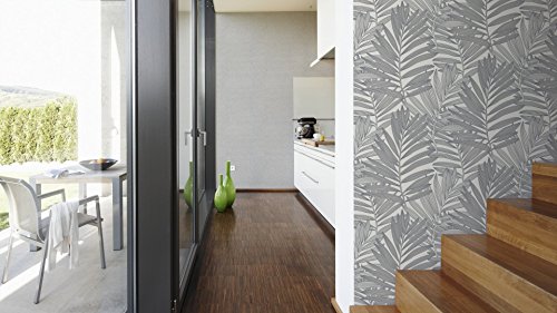 Livingwalls Vliestapete METROPOLIS by Michalsky Living, Mustertapete Palm Springs, floral, grau, weiß, 939382 - 4