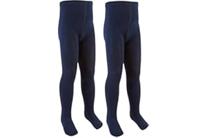 CHAAL® 2 Girls Cotton Tights Uniform School Kids Plain Tights School Tights Children Winter School Warm Cotton Rich Tight Plain Soft Tights Everyday use (Pack 2)