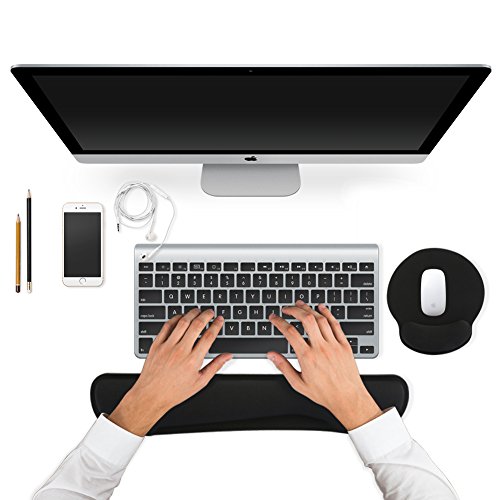 Reposamu  ecas Teclado Gel WEINAS Ergon  mico con Mu  ecas del Teclado Rat  n Pad Antideslizante para Ordenador Alfombrillas para Rat  n y Teclado Reposamu  ecas Espuma de Memoria Almohadilla de Rat  n - Negro