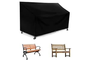 RICHIE Garden Bench Covers Waterproof 2 Seater, Outdoor Patio Bench Seat Cover, Windproof, Anti-UV, Heavy Duty Tear Resistant 420D Oxford Fabric, LoveSeat Cover for 2 Seater sofa, 134x66x63/89cm Black