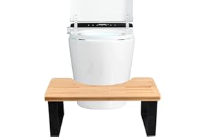 Dokeno Taboret Toaletowy, Drewniany Podnóżek Antypoślizgowy z Metalem dla Dorosłych i Dzieci, Stołek do Kopania
