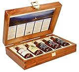 whisky set mit globus karaffe und glas - kompass SET-BESTANDTEIL: 5 x 50 ml Flaschen von Pràban na Linne - The Gaelic Whiskies | 1 x Té Bheag Connoisseurs Unchilfiltered - 0,05 l - 40 % vol. | 1 x MacNaMara - 0,05 l - 40 % vol. | 1 x Poit Dhubh Malt 8 Jahre - 0,05 l - 43 % vol. | 1 x Poit Dhubh Malt 12 Jahre - 0,05l - 43 % vol. | 1 x Poit Dhubh Malt 8 Jahre - 0,05 l - 43 % vol. | edle Holzkiste | Verkostungsnotizen